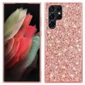 Glitter Series Samsung Galaxy S23 Ultra 5G Hybrid Hoesje - Rosé goud