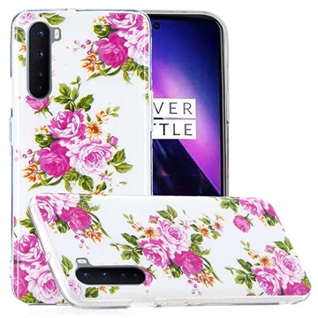 OnePlus Nord Glow in the Dark TPU Hoesje - Roze Bloemen