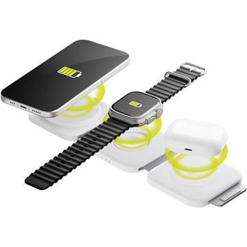 Goobay Opvouwbare 3-in-1 draadloze oplader 15W - iPhone, Apple Watch, AirPods - Wit