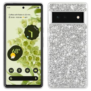 Google Pixel 8a Glitter Series Hybrid Hoesje - Zilver