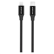 GreyLime 18W Gevlochten USB-C / Lightning Kabel - MFi-gecertificeerd - 1m - Zwart