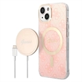 Guess 4G Edition Bundle Pack iPhone 14 Hoesje & Draadloze Oplader - Roze