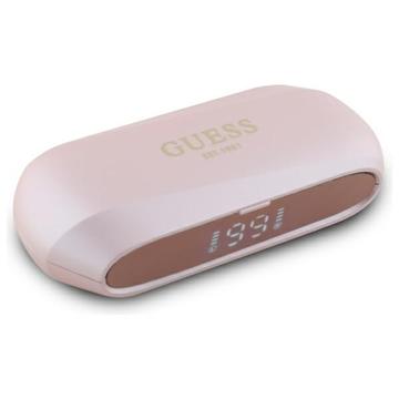 Guess Elongated Metallic Printed Logo Draadloze hoofdtelefoon met oplaadcase - Roze