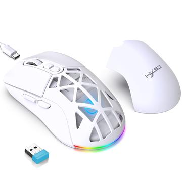 HXSJ T26 RGB draadloze muis met achtergrondverlichting / Bluetooth-muis 4800 DPI - Wit