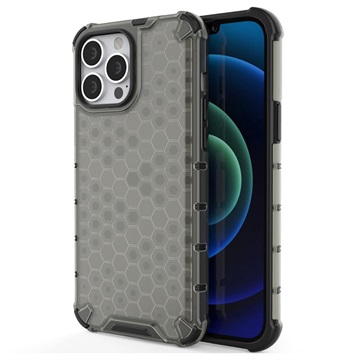 Honeycomb Armored iPhone 14 Pro Max Hybrid Hoesje - Zwart