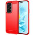 Honor 200 Lite Geborsteld TPU Hoesje - Koolstofvezel - Rood