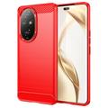 Honor 200 Pro Geborsteld TPU Hoesje - Koolstofvezel - Rood