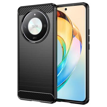 Honor Magic6 Lite Geborsteld TPU Hoesje - Koolstofvezel - Zwart