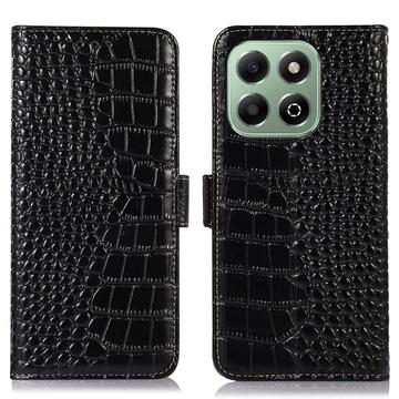 Honor X6b Crocodile Series Wallet Leren Hoesje met RFID - Zwart