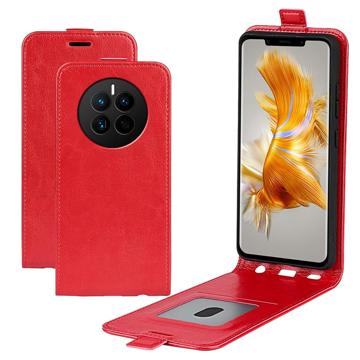 Huawei Mate 50 Verticale Flip Hoesje met Creditcardvak - Rood