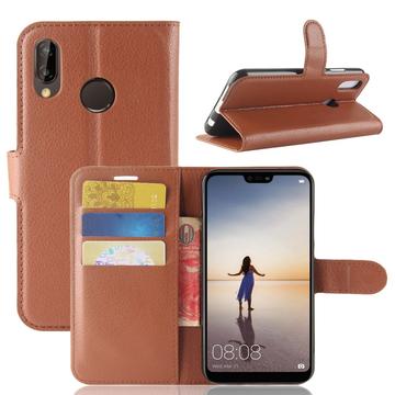 Huawei P20 Lite Portemonnee Hoesje met Magneetsluiting - Bruin