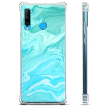 Huawei P30 Lite Hybrid Hoesje - Blauw Marmer