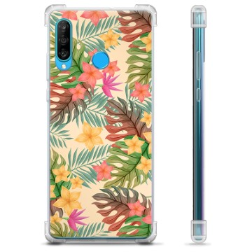 Huawei P30 Lite Hybrid Hoesje - Roze Bloemen