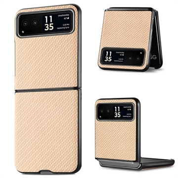 Motorola Razr 40 Hybrid Hoesje - Koolstofvezel - Beige