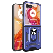 Motorola Razr 50 Ultra Hybride Hoesje met Ring Houder - Blauw