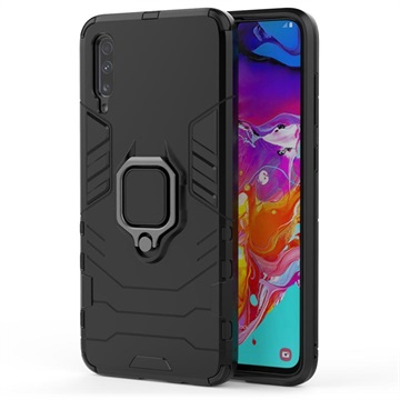 Samsung Galaxy A70 Hybrid Case met Ring Houder - Zwart