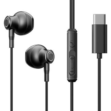 Joyroom EC07 Metalen Half-In-Ear USB-C Oortelefoon met Microfoon - Zwart