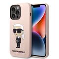 iPhone 15 Pro Karl Lagerfeld Ikonik Siliconen Hoesje - Roze