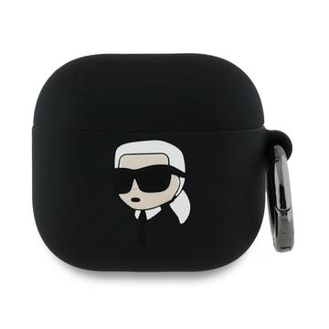 AirPods 4 Karl Lagerfeld Karl Head 3D Siliconen Hoesje - Zwart