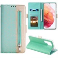 Lace Pattern Samsung Galaxy S22 Ultra 5G Portemonnee-hoesje - Groen