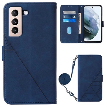 Line Series Samsung Galaxy S22+ 5G Portemonnee Hoesje - Blauw