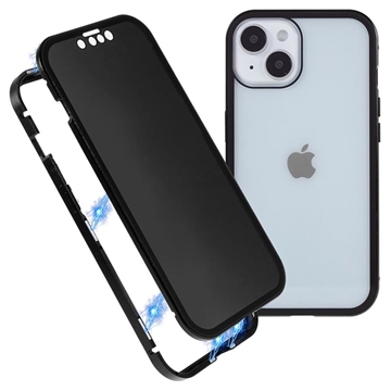 iPhone 15 Magnetisch Cover met Privacygehard Glas - Zwart