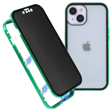 iPhone 15 Plus Magnetisch Cover met Privacygehard Glas - Groen