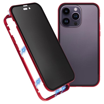 iPhone 15 Pro Max Magnetisch Cover met Privacygehard Glas - Rood