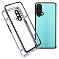 OnePlus Nord CE 5G Magnetisch Cover met Gehard Glas Achterkant - Zilver