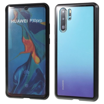 Huawei P30 Pro Magnetisch Hoesje met Gehard Glas - Zwart