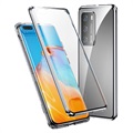 Huawei P40 Pro Magnetisch Hoesje Met Gehard Glas - Zilver