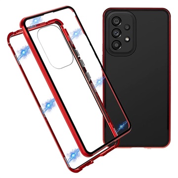 Samsung Galaxy A53 5G Magnetisch Hoesje met Gehard Glas - Rood