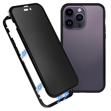 iPhone 16 Pro Magnetisch Hoesje met Gehard Glas - Privacy - Zwart