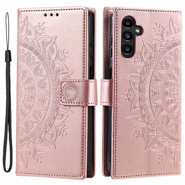 Samsung Galaxy A34 5G Mandala Series Portemonnee-hoesje - Rose Gold