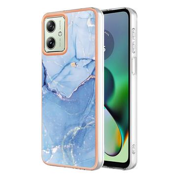 Motorola Moto G54 Marble Pattern Gegalvaniseerd IMD TPU Hoesje - Blauw