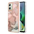 Motorola Moto G54 Marble Pattern Gegalvaniseerd IMD TPU Hoesje - Roze