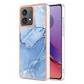 Motorola Moto G84 Marble Pattern Gegalvaniseerd IMD TPU Hoesje - Blauw