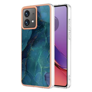 Motorola Moto G84 Marble Pattern Gegalvaniseerd IMD TPU Hoesje - Groen