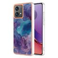 Motorola Moto G84 Marble Pattern Gegalvaniseerd IMD TPU Hoesje - Paars