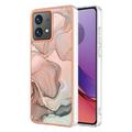 Motorola Moto G84 Marble Pattern Gegalvaniseerd IMD TPU Hoesje - Roze