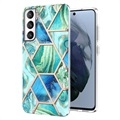 Marble Pattern Gegalvaniseerd IMD Samsung Galaxy S21 FE 5G TPU Hoesje