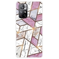 Xiaomi Redmi Note 11 Pro/Note 11 Pro 5G Marble Pattern IMD TPU Hoesje - Wit / Roze