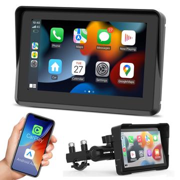 Draadloze CarPlay / Android Auto motorfiets met fietshouder - 5".