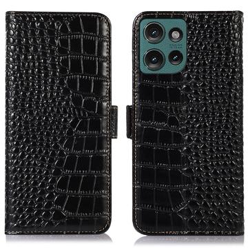 Motorola Edge 50 Neo Crocodile Series Wallet Leren Hoesje met RFID