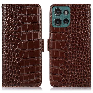 Motorola Edge 50 Neo Crocodile Series Wallet Leren Hoesje met RFID