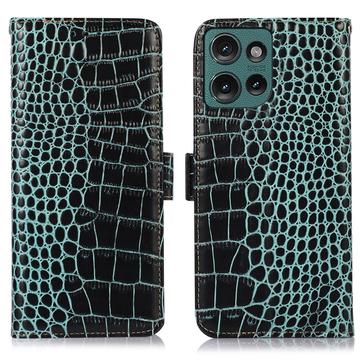 Motorola Edge 50 Neo Crocodile Series Wallet Leren Hoesje met RFID