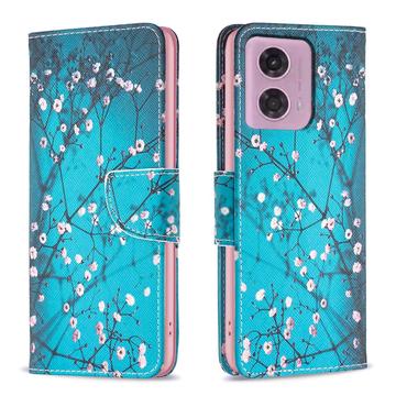 Motorola Moto G34 Wonder Series Portemonnee Hoesje - Wit Bloemen