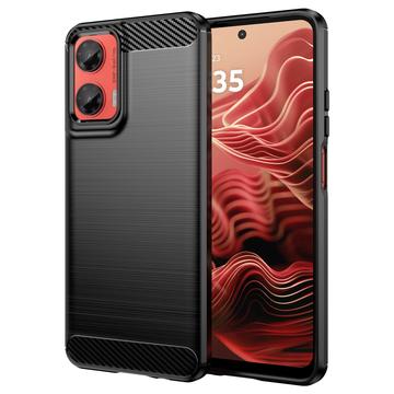 Motorola Moto G35 Geborsteld TPU Hoesje - Koolstofvezel - Zwart