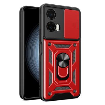 Motorola Moto G35 Roterende ring hybride hoesje met camera schild - Rood