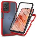 Motorola Moto G55 360 Bescherming Hoesje - Rood / Doorzichtig